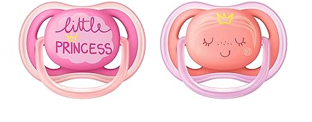 Philips Avent Ultra Air Pacifier for Girl, 6-18 Months, Pink Fashion Decos, 2 Pack, SCF343/22