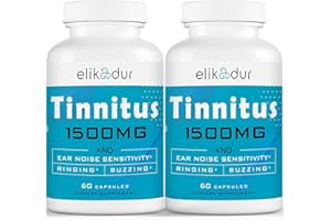 Elikadur 1500 MG Tinnitus for Ringing Ears, Tinnitus Supplement for Ear Ringing, Proprietary Herbal Blend & Bioflavonoids, Ear Tinnitus for Women and Men, (60 Capsules, 2-Pack)