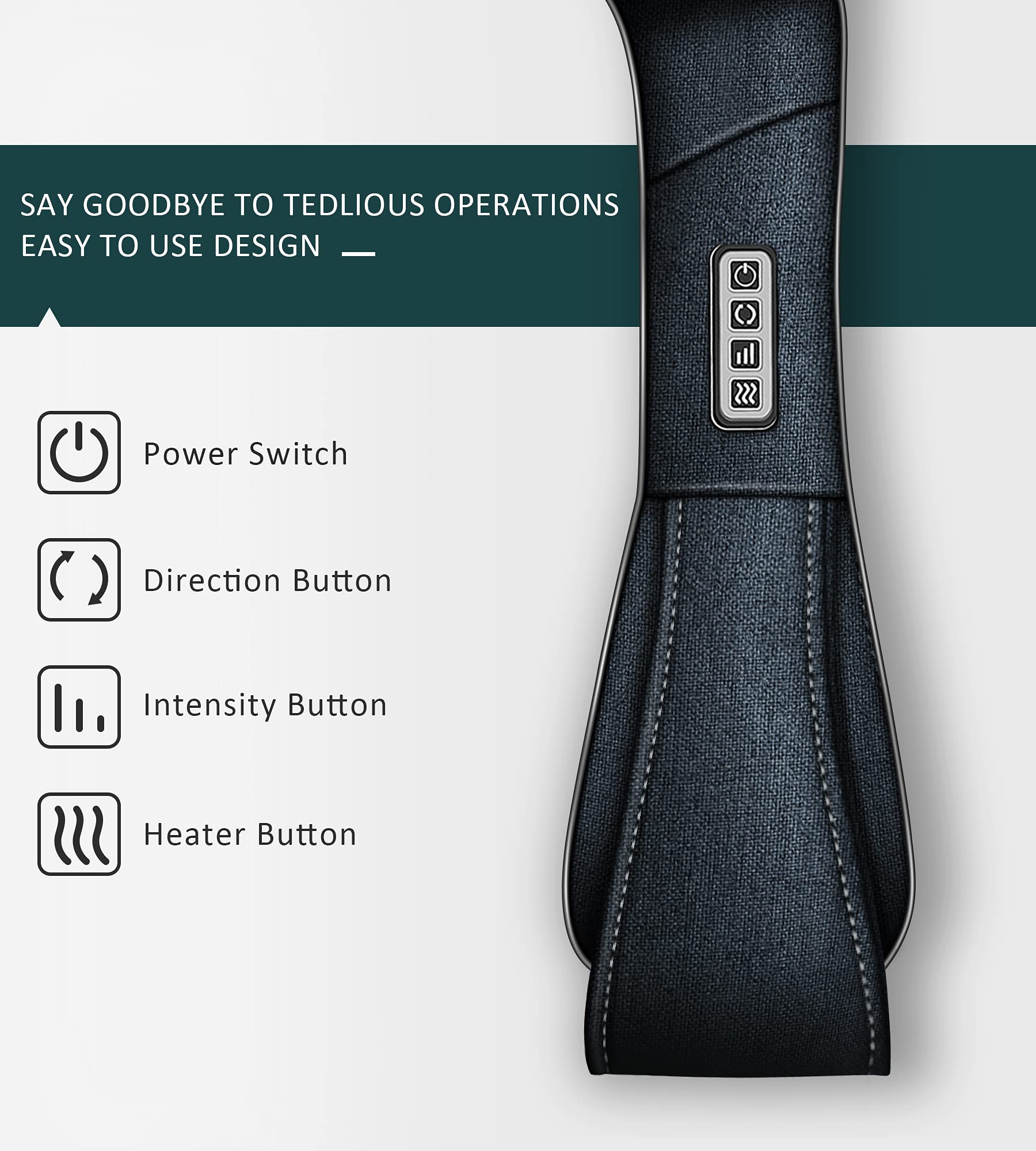 Mo Cuishle Shiatsu Neck and Back Massager with Heat – Deep Kneading for Shoulder and Neck – Ideal Gift for Men, Women, Mom, Dad Him & Her – Perfect for Christmas, Mother's Day, Father's Day, Birthdays