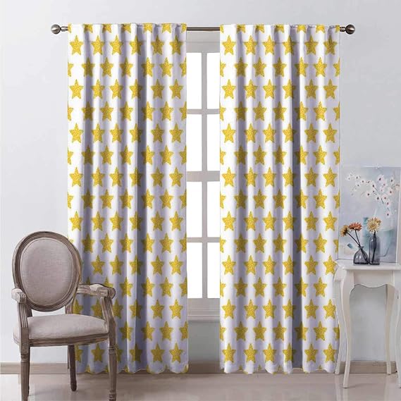 Amazon.com: hengshu Black Out Nursery Curtains 63 Inches Long Symmetric Grunge Pattern