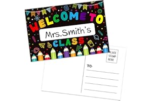 GMEMNOV Welcome Back to School Postcards for Students - 30PCS Personalized Nmae Welcome to Our Class Teacher Postcards for Kids Kindergarten Preschool Elementary School Gifts Supplies