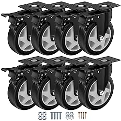 5 Inch Caster Wheels, Casters Set of 8, ASHGOOB