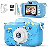 Kids Camera for 3, 4, 5, 6, 7, 8, 9 Year Old Boys Girls – 1080P HD Kids Video Camera, Dinosaur Christmas Birthday Gifts Dual Lens Digital Camera with Games, Toys for Toddlers - 32GB SD Card