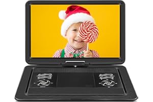HOPYOP 19.6" Portable DVD Player with 17.1" Extra Large HD Swivel Screen, 5000mAh Battery, 5-6 Hours Playback, Supports USB/SD Card/Sync TV, Region Free, High Volume Speakers, Black