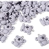 Beadthoven 30pcs Mini Koala Bear Resin Charms Pendants Cute Animals Lucky Charms Dangle Beads for DIY Keychain Necklace Bracelet Earrings Jewelry Making Accessories