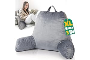 ROKDUK Back Support Pillow for Bed Sitting Up, Shredded Memory Foam Backrest Pillows with Arms Arm Rest Pillow for Reading in Bed Adults