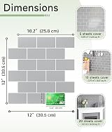 Yoillione Thicker Peel & Stick Wall Tiles 12x12 Grey 10 Sheets Backsplash view 2