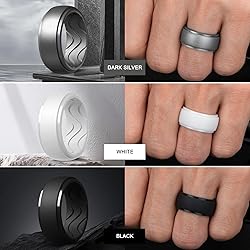 Egnaro Men's Silicone Rings 10mm Wide 2.5mm