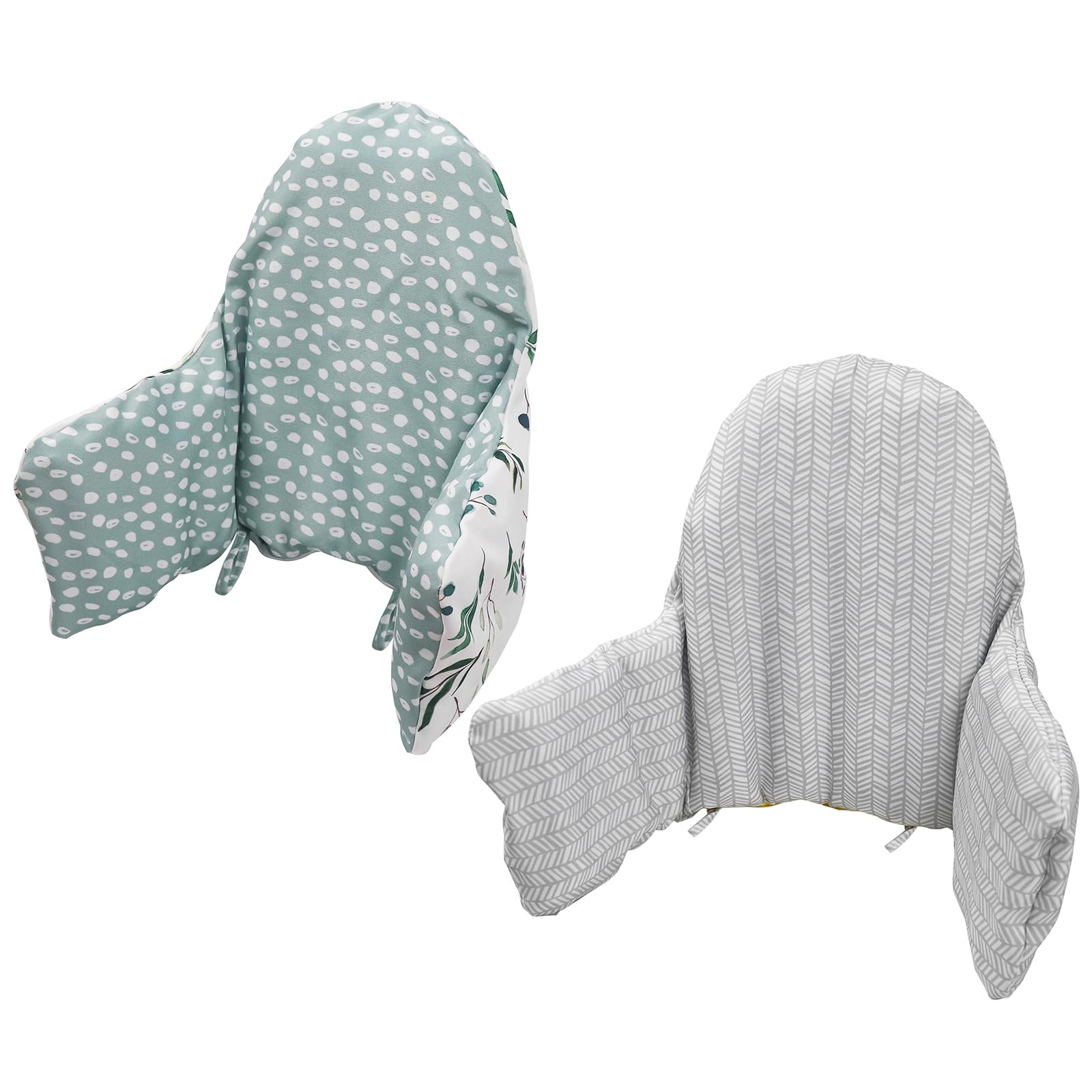 Lomgwumy Cushion for High Chair, Chair Pad IKEA Antilop Highchair, Pack of 2 Seat Pad, Built-in Inflatable Cushion, Soft and Comfortable, Baby Sitting More Comfortable (Fresh Leaf/Grey Stripe)