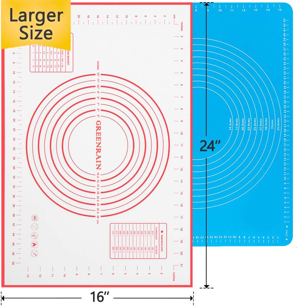 Large Silicone Pastry Mat Extra Thick Non Stick Baking Mat with Measurement Fondant Mat, Counter Mat, Dough Rolling Mat, Oven Liner, Pie Crust Mat (16''(W)24''(L)): Kitchen & Dining