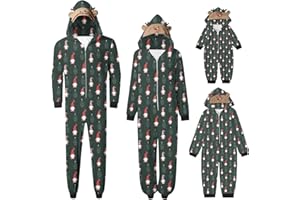 Lpmadey Christmas Family Pajamas Matching Sets Onesie Holiday Jumpsuit Pjs Set Gnome Print Xmas Clothes Elk Cozy Homewear 01