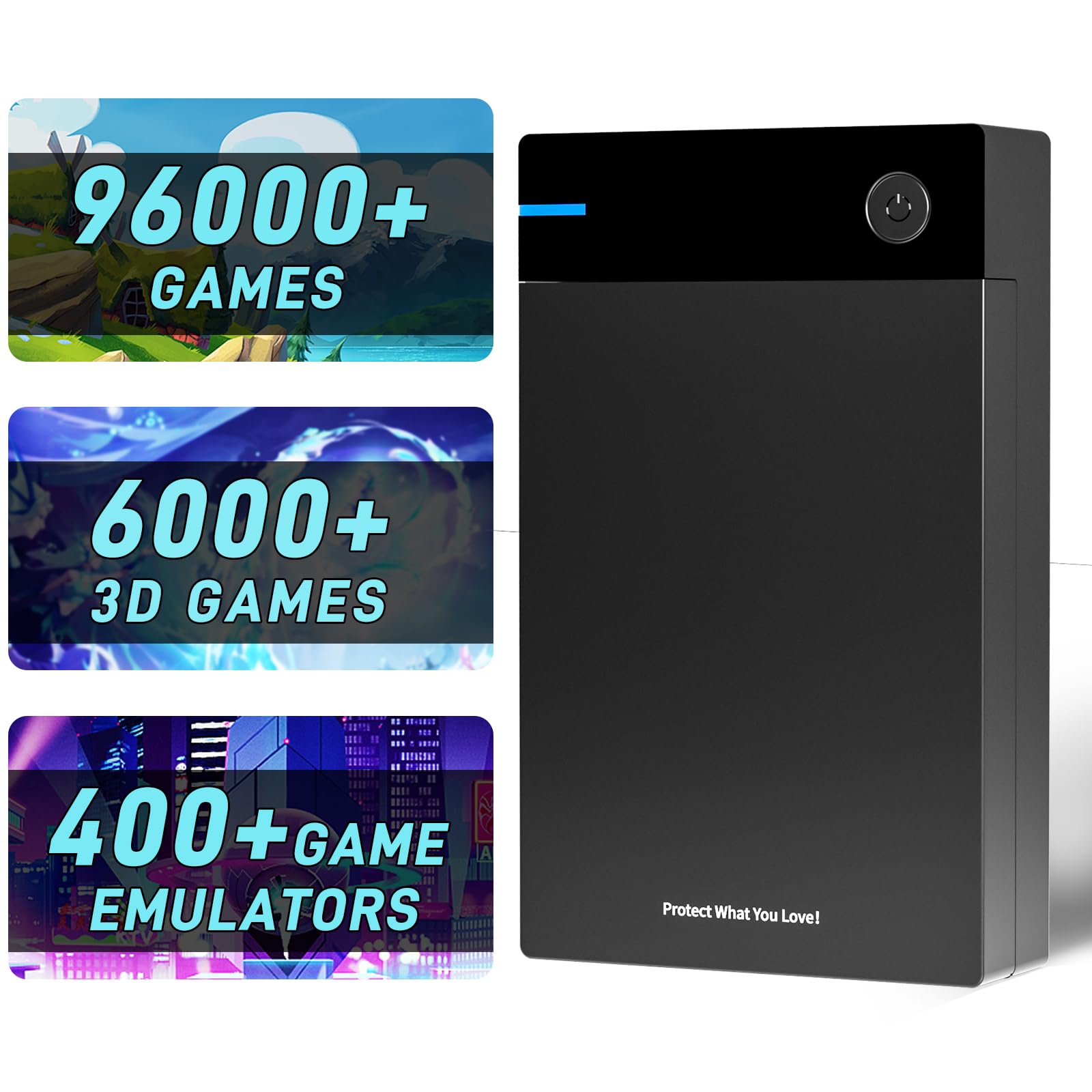 Photo 1 of (MISSING HARD DRIVE) ***PARTS ONLY***Kinhank 12tb Retro Game Hard Drive with 96000+ Games, Retro Game Consoles Compatible with 400+ Emulators, 6000+3D Games, Portable Game Hard Drive Disk Compatible with Win 7/8/10/11