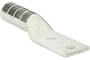 Burndy YA392N Two Hole Hylug Code Conductor Long Barrel Copper Compression Terminal, 750 kcmil Conductor, 1/2" Stud Hole Size, 1-3/4" Stud Hole Spacing, 1.91" Tongue Width, 6.87" Length,Black