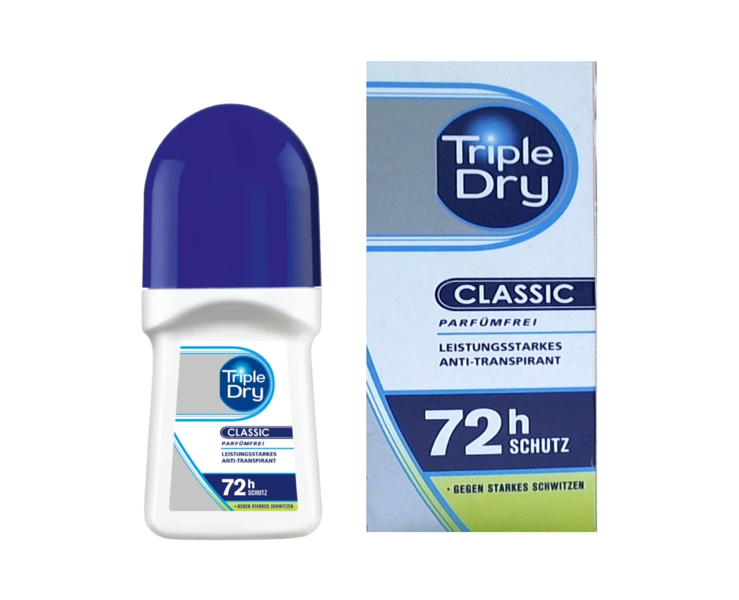 Triple Dry Original Anti-Perspirant Roll On 50ml | 72-Hour Protection Against Excessive Sweating| Fights Odour| Triple Active Formula | Fragrance-Free | Clinically Proven | Unisex
