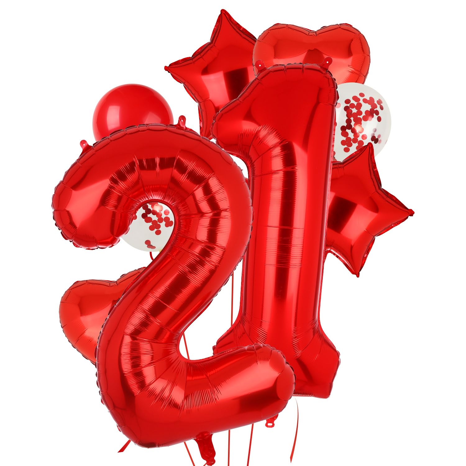 40 Inch Red Number Balloons 21 Mylar Foil Helium Digital Balloon Anniversary Event Celebration 12th 21th Birthday Party Decor Supplies 10 Pcs