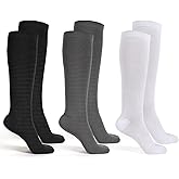 Seematn 3 Pair Replacement Sock Liner Walking Boot Sock for Compression Cast Boot Walker Brace Women and Men, One Size Fits Most, Black, Gray, White