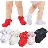 hakugoo Baby Girl Lace Socks Eyelet Ruffle Socks 2/3/5/6 Pairs Princess Dress Socks Newborn Infant Toddler