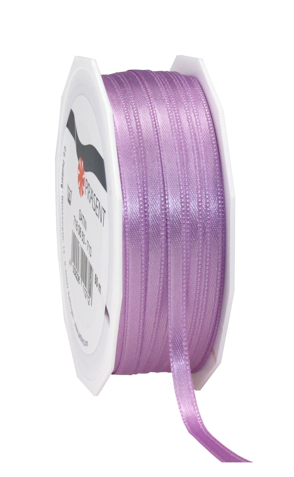 PRÄSENT C.E. Pattberg SATIN lila gift ribbon, 55 yards for Wrapping Gifts, 0.24 inches width, Ribbon for Decorating & Crafting, Decorative Ribbon for Gifts, for every occasion