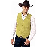 Elionm Men's Suede Leather Vest Casual Cowboy Western Vests Mens Waistcoat