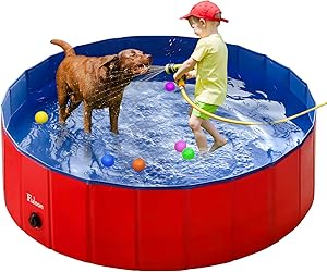 Fuloon PVC Pet Swimming Pool Portable Foldable Pool Dogs Cats Bathing Tub Bathtub Wash Tub Water Pond Pool Pet Pool & Kiddie Pools for Kids in The Garden,