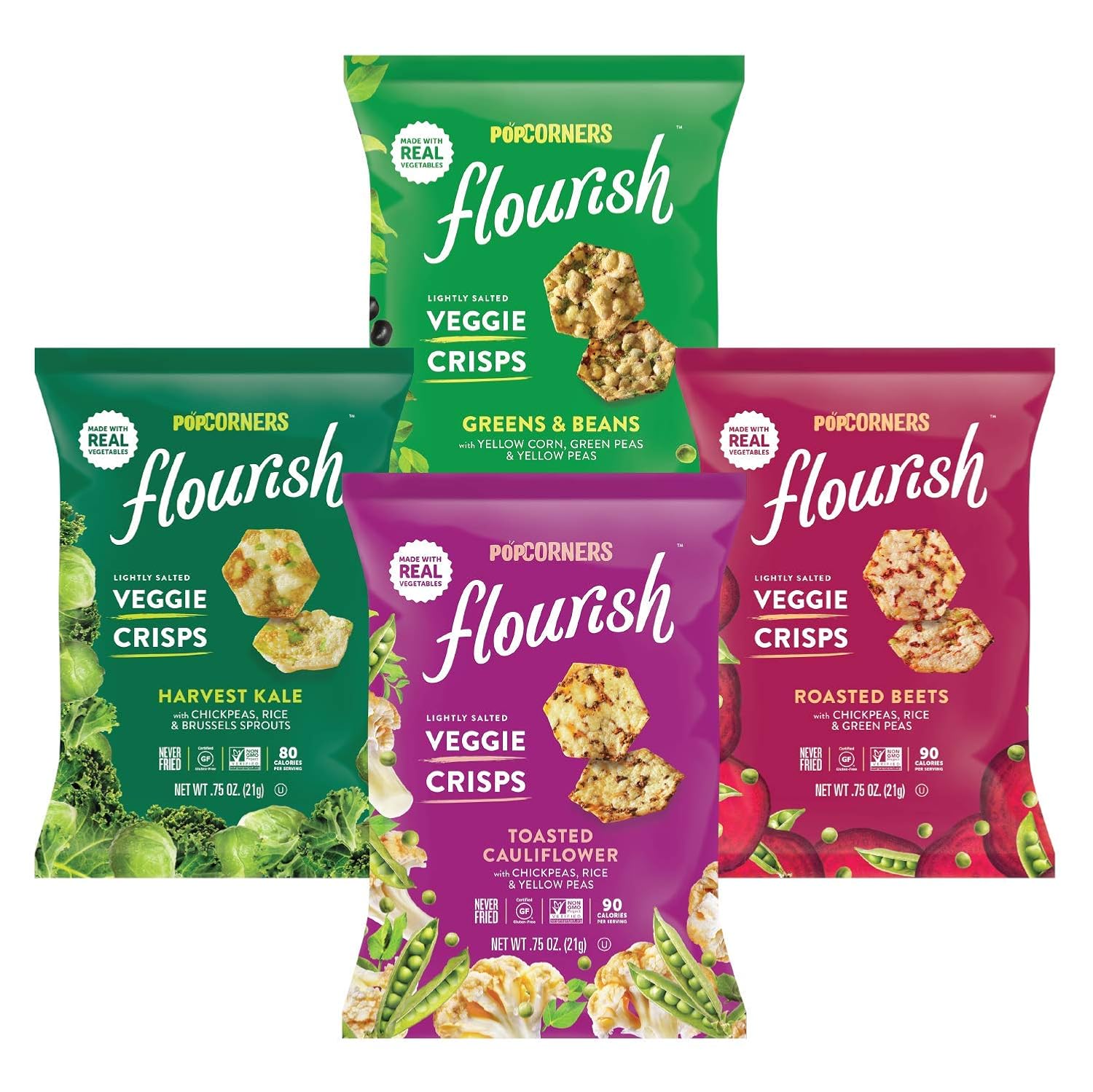 Popcorners Flourish Veggie Crisps Variety Pack, 4 Flavors