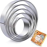 Round Cookie Cutters Set - 5 Piece - 5.71" 4.92" 4.13" 3.35" 2.56" Large Size Circle Cookie Cutter Stainless Steel Biscuit Cu