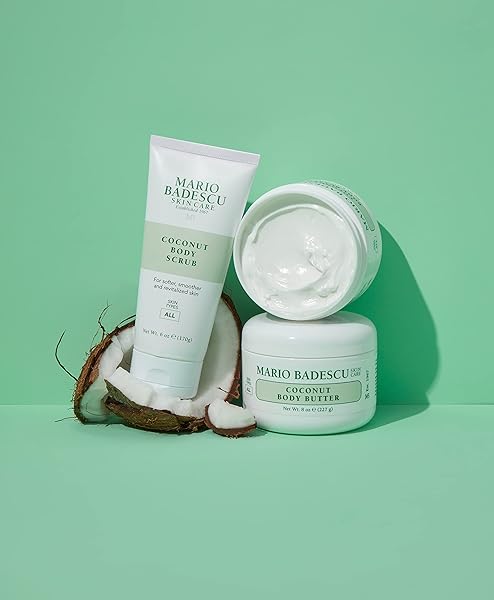 MARIO BADESCU COCONUT BODY BUTTER FOR ALL SKIN TYPES | BODY MOISTURIZER FOR SMOOTH AND RADIANT SKIN |FORMULATED WITH SHEA BUTTER| 8 OZ