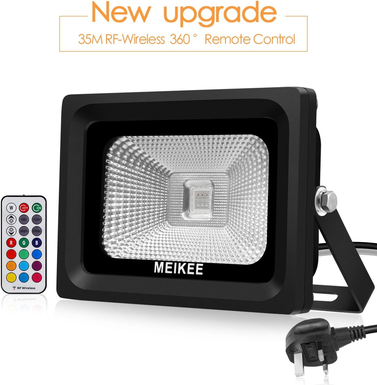 MEIKEE RGB LED Flood Light, 10W 16 Colours 4 Modes Security Light with