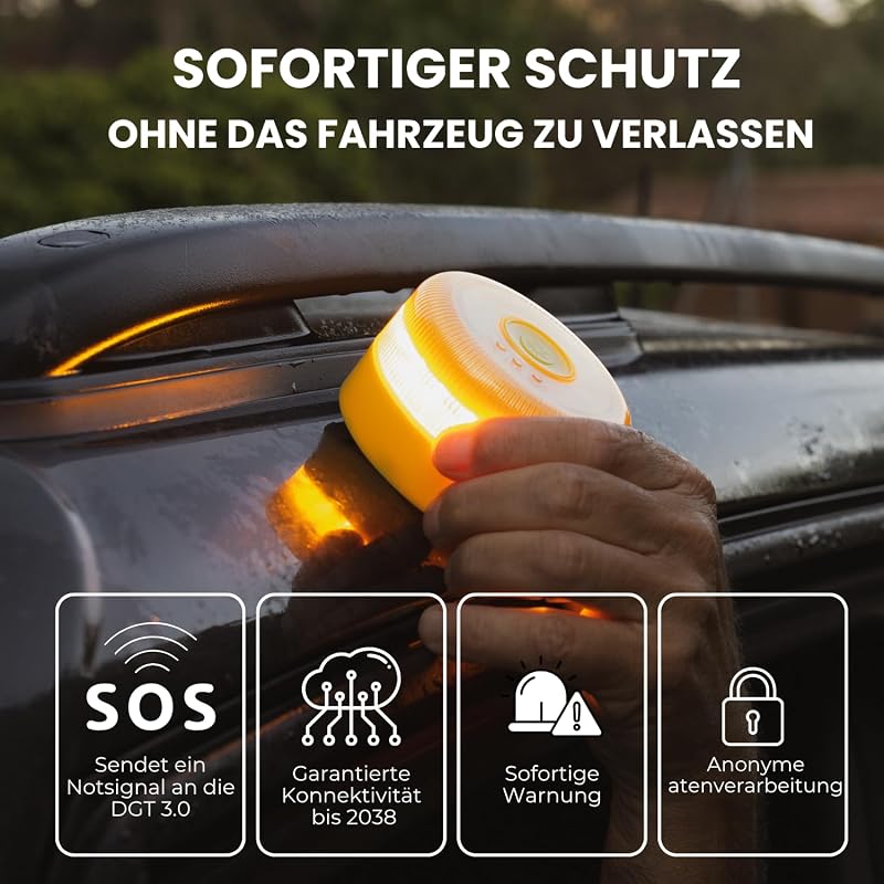 SAFETY v16 warnleuchte auto spanien 2026 dgt 3.0 - für Auto & Motorrad