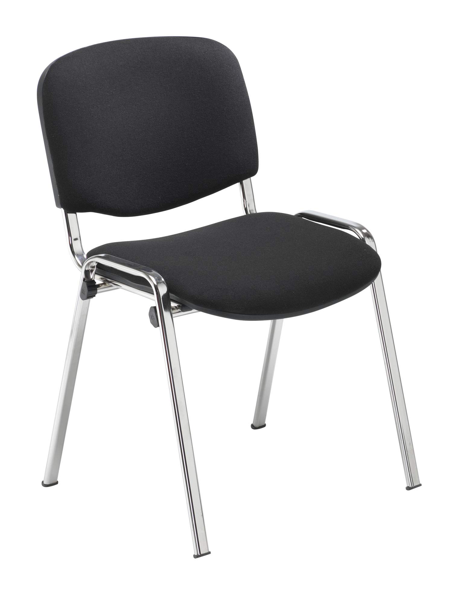 Office Hippo Heavy Duty Meeting Chair, Versatile & Robust Stackable Reception Chair, Office or Conference Chair With Strong Frame & Padded Durable Seat, Up To 115kg Weight - Black/Chrome, Single