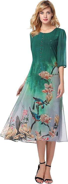 Dressfirst Women's Floral Half Sleeve Midi Shift Dresses (X-Small): Amazon.ca: Clothing 