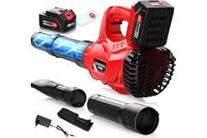 Lemolifys 580CFM Leaf Blower Cordless, 6000mAh Battery Powered, 2-in-1 Handheld Electric Leaf Blower 6-Speed, Cordless Blower