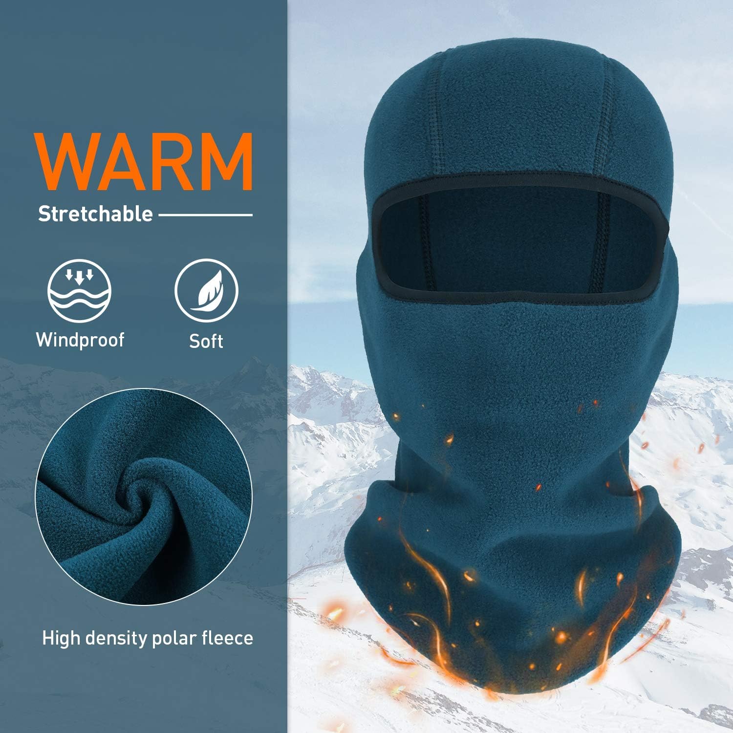 Skull Balaclava Ski Mask Windproof Warmer Winter Gear Snowboard Motorcycle Hood Peacock Blue at  Men’s Clothing store