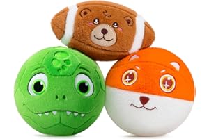 VangeBow 3 Pack Soft Sports Balls for Toddlers 1-3, Inflatable Plush Baby Balls Set for Kids 3-5, 5 Inch Soccer Ball & Basketball, 6.5 Inch Football, Mini Toddler Ball Toys for Boy Girl First Gifts