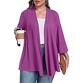 OLRIK Women's Plus Size 3/4 Sleeves Lightweight Cardigan 2026 Spring Open Front Shrugs