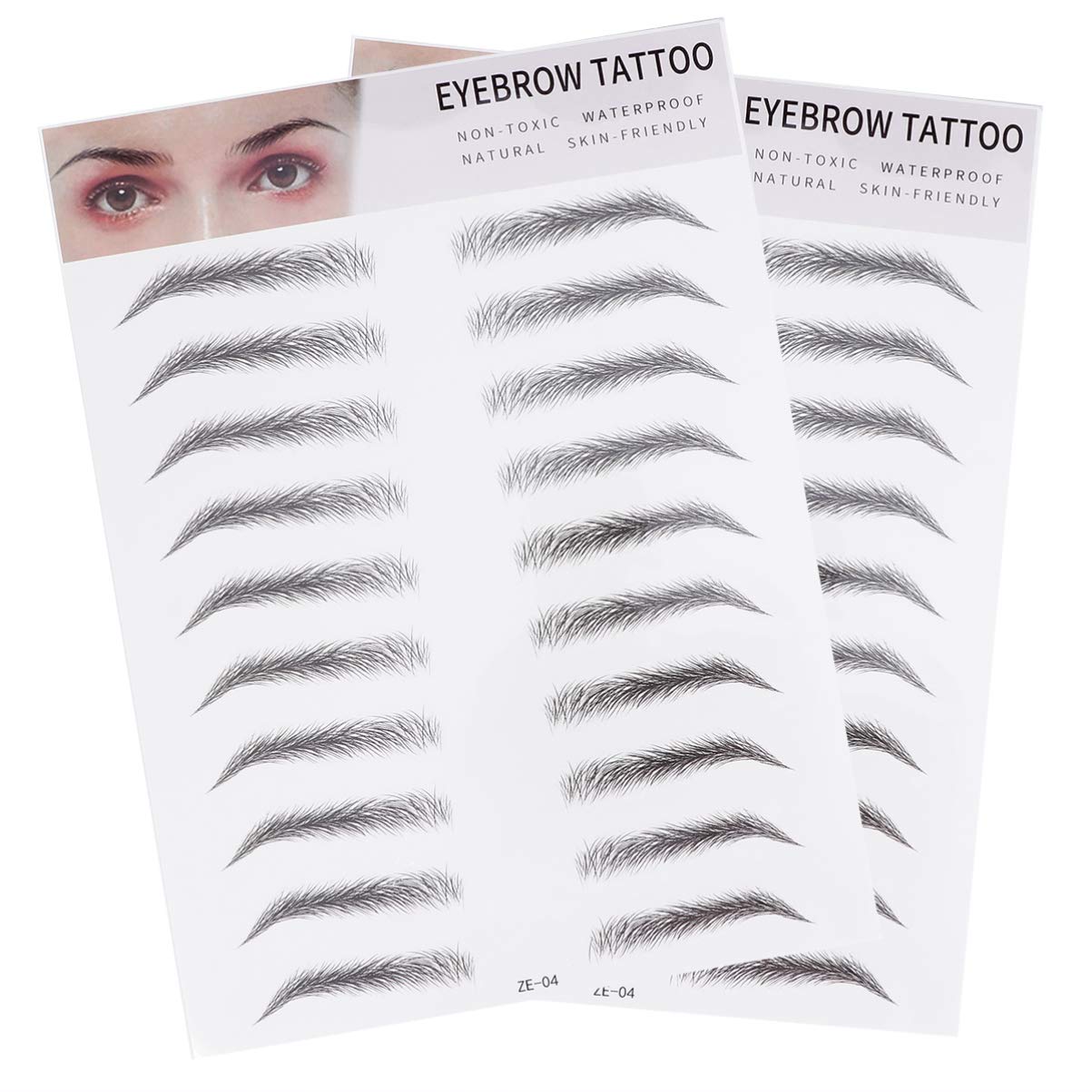Lurrose 2Pcs Eyebrow Transfer Stickers 3D Hair-Like Artificial Eyebrow Patches for Sparse Eyebrows Temporary Tool for Men Women