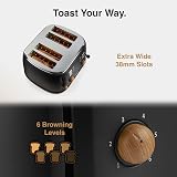 VonShef Fika Kettle & Toaster Set Nordic Black Wood 1.7L 4-Slice 3000W view 6