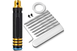 DULIWO Prime Model Scriber Gundam Resin Carved Scribe Line Hobby Cutting Tool Chisel, 7 Model Chisel Blades (0.1/0.2/0.4/0.6/0.8/1.0/2.0mm) with Rubber Cap + Carving Masking Tape 3mmx20m (Black)