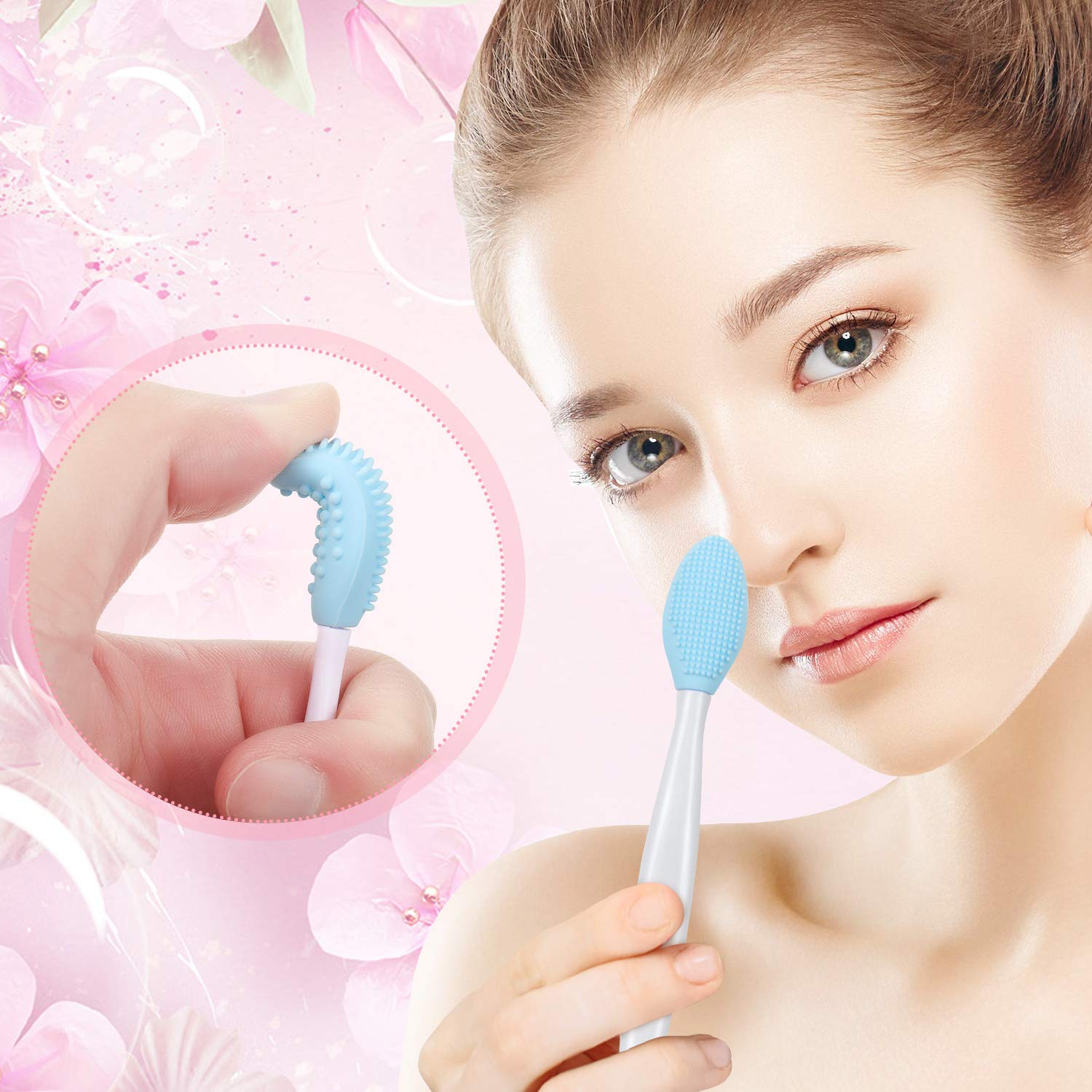 10 Pieces Lip Scrub Brush Kit, 6 Pieces Silicone Exfoliating Lip Brush Double-Sided Soft Lip Exfoliator Tool with 2 Pieces Silicone Face Scrubbers Exfoliator Brush and 2 Pieces Silicone Face Mask: Beauty