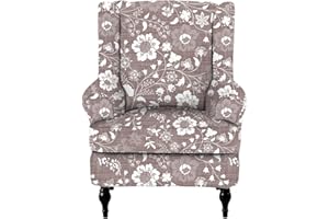 CRFATOP Wingback Chair Cover Slipcovers 2 Piece Stretch Wing Chair Slipcover Spandex Wingback Chair Slipcover Printed Furniture Protector Chair Covers for Living Room Armchair,02