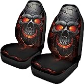 Rucaresri Flame Skull Car Seat Covers Full Set of 2 Automobile Front Seat Covers Vehicle Accessories Cushion Pad Mat for SUV Trucks Chairs Vans Auto