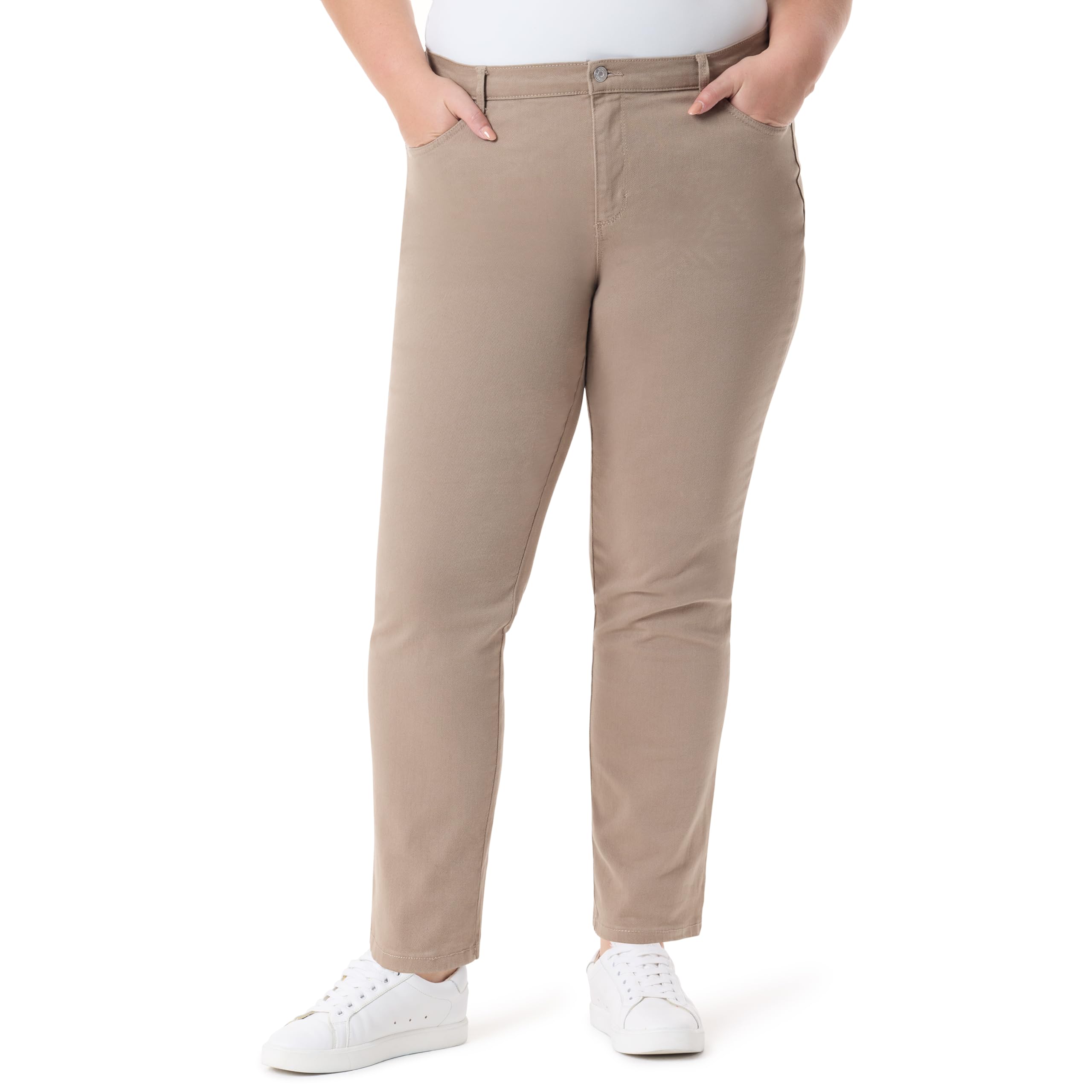 Gloria Vanderbilt Women’s Size Amanda Classic High Rise Tapered Jean, Hazelnut, 22 Plus Short