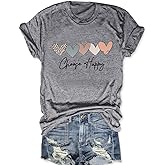 Savarana Graphic Tees for Women Be Kind Letter Print Shirts Funny Love Heart T Shirt Inspirational Happy Short Sleeve Tops