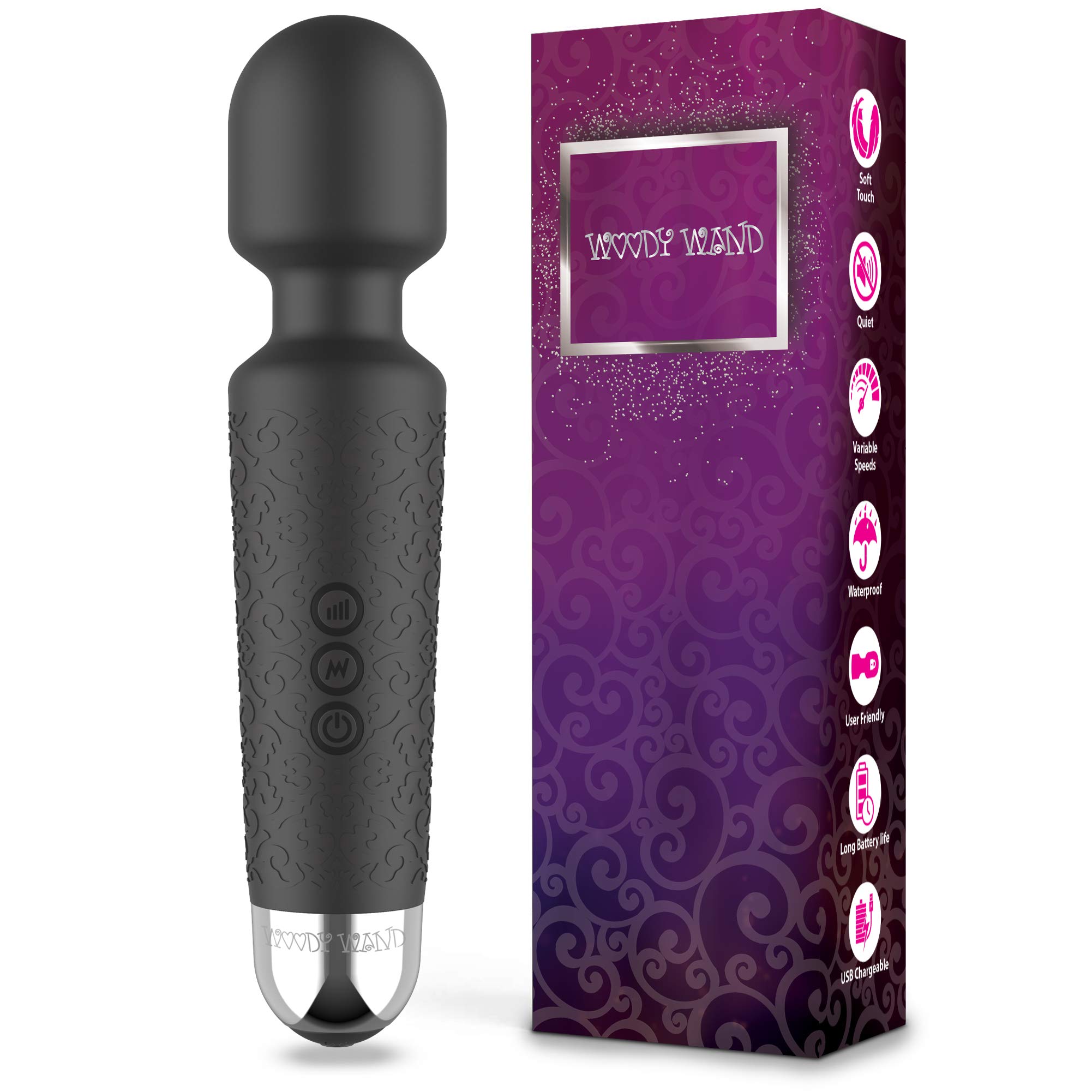 Woody Wand Wireless Massager for Women – The Gift that Keeps on Giving - Full Body Deep Tissue Electric Handheld Massage Wand for Back Neck, Shoulder and Feet - Enjoy 20 Modes and 8 Speeds