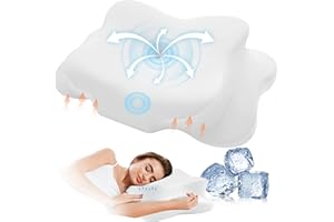 SUFOR Cervical Pillow for Neck Pain Relief, Cooling Contour Memory Foam Pillows Support Odorless Ergonomic Neck Pillow Adjustable Orthopedic Bed Pillow for Side Back Stomach Sleeper with Pillowcase