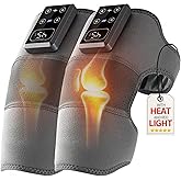 Cordless Knee Massager with Heat Vibration for Pain Relief Electric Heated Knee Brace with 5 Heat Levels and 3 Massage Mode Knee Heating Pad for Knee Pain Gifts for Men Women (Grey, Pair)