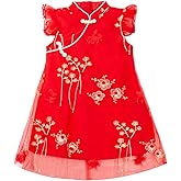 LittleSpring Girls Qipao Dress Sleeveless Summer Chinese Flowers Traditional Dress