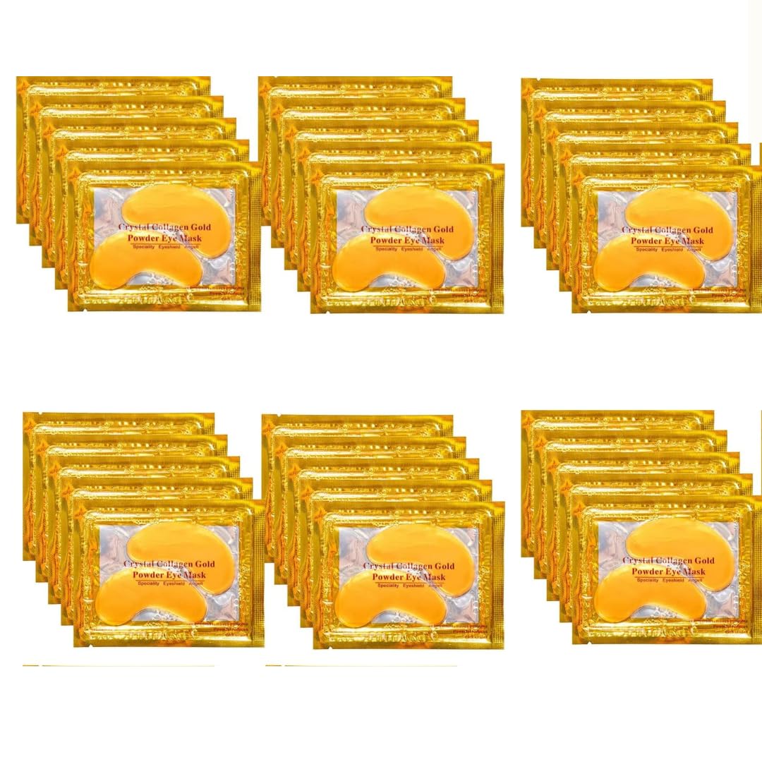 31 Pairs Gold Eye Mask Collagen Eye Gel Pads Under Eye Mask for Puffiness and Dark Circle Under Eye Patches for Women and Men, 24k Gold (31 Pairs Boxed)