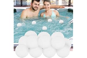 PAMASE 12 Pack Reusable Scum Eliminating Sponge Balls- Washable Oil Absorbing Floating Pool Filter Ball for Cleaning Hot Tubs