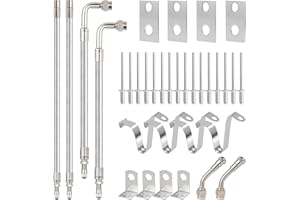 DUEILGO Dually Valve Stem Extenders Kit, Double Tires Air Inflation Kit Stainless Steel Braided Valve Stem Extension Fits 16" to 19-1/2" Dually Wheels Valve Extension for Cars Motorhome RVs Trucks Trailers